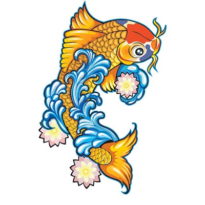 Koi Fish Design Water Transfer Temporary Tattoo(fake Tattoo) Stickers NO.11331